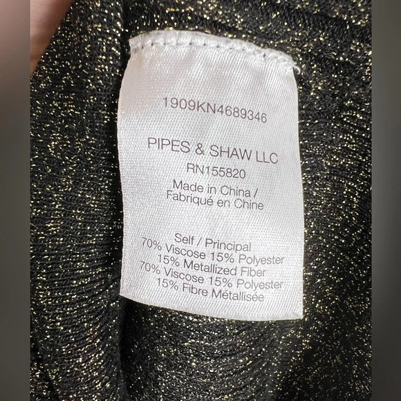 Veronica Beard - Esmeralda Ribbed Black and Gold sparkle knit long sleeve - Picture 6 of 9